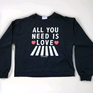 The Beatles Lennon & McCartney All You Need Is Love Black Sweatshirt Size L EUC
